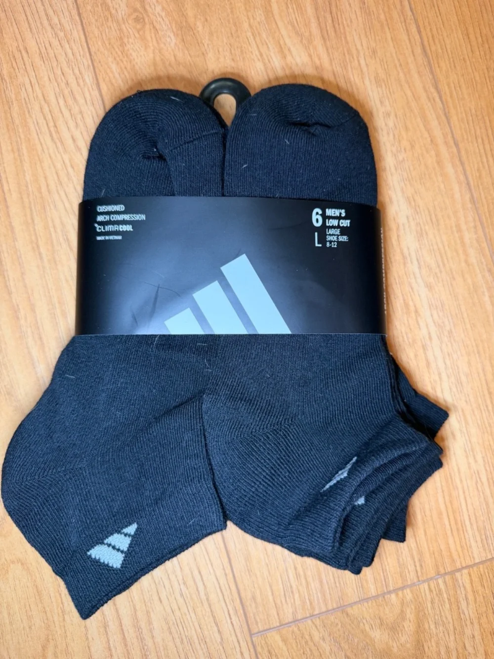 Adidas Mens Black Socks Size L (8-12 shoe size)